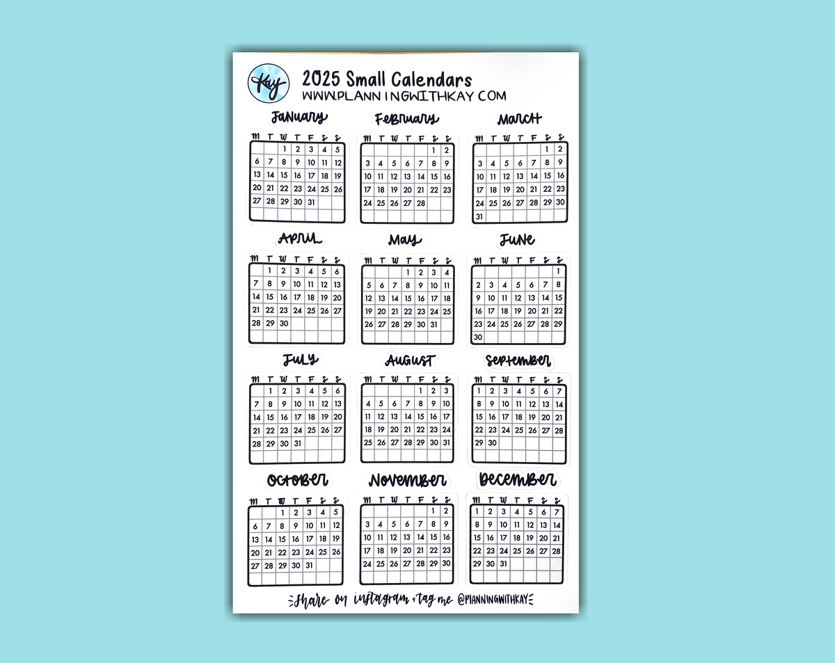 2025 Small Calendars Planning With Kay