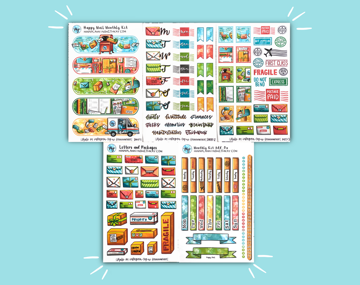 Weekly Kit Happy Mail With Perly on sale 8 stickers sheets