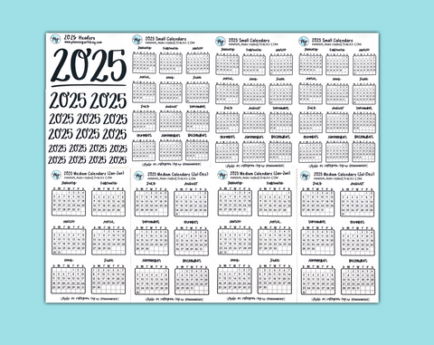 2025 Calendar and Header Sticker Bundle!