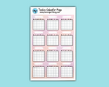 DIGITAL DOWNLOAD Twelve Calendar Page (8 colors available!)