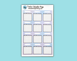 DIGITAL DOWNLOAD Twelve Calendar Page (8 colors available!)