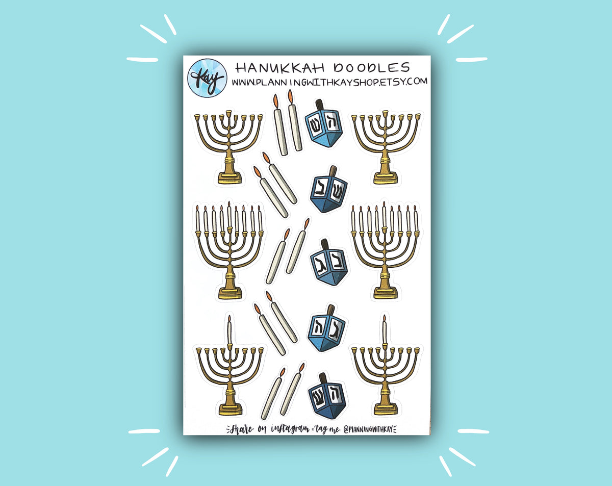 Hanukkah Sticker Sheet | Stickers for Planners, Journals & Organizers ...